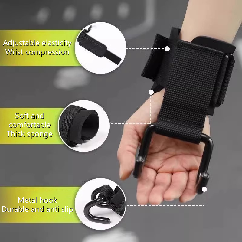 【F】2Pcs Weight Lifting Hooks H - Wrist Wraps Weightlifting Support ulasan dan harga